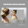 SkiPdr Led Vanity Mirror Bathroom Mirror with Lights and Time Temperature Display, Wall Mounted Antifog Dimmable Makeup Rounded Arc Corner