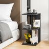 Fixwal End Table with Charging Station, Modern 3-Tier Narrow Side Table, Bedside Table with USB Ports and Outlets, Rolling Bedside Nightstand wit