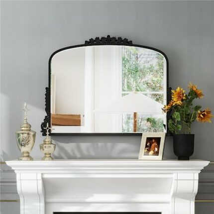 SHYFOY Antique Black-Gold Mirrors for Wall Decor Baroque Scalloped Top, Vintage Wall Mirror Decorative Mirrors for Living Room Entryway Bathroom