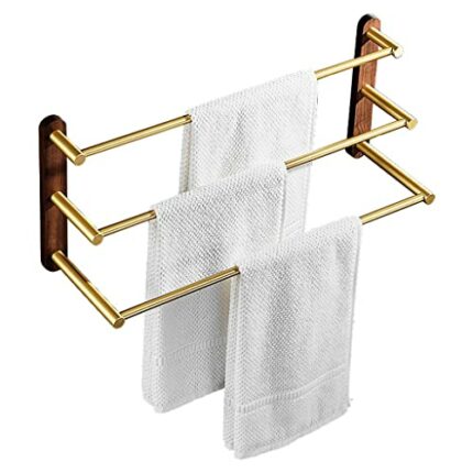 TBIIEXFL Bathroom Aluminum Towel Hanger Mounted Towel Rack Wood Towel Bar Rail Bathroom Accessories (Color : D, Size : 40cm)