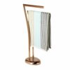 Relaxdays WIMEDO Towel Rack, Size: 84 x 26 x 16 cm Free-Standing Towel Stand in Copper with 2 Towel Rails, Copper