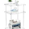 KSacry Acrylic Side Table/End Table, Small Nightstand/Bedside Table,3-Tier Storage Shelf C-Shape, Sofa Table Home Accent Table 15.75" L x 11.81"