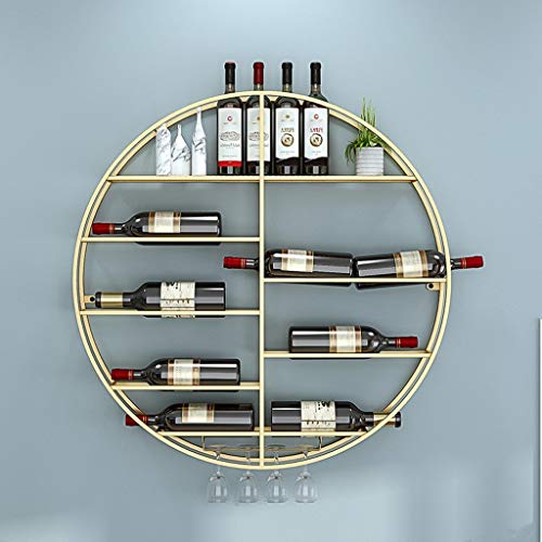 EYLINK Wall Mounted Round Wine Racks Counter Floating Shelves Wine Bottle and Glass Rack Goblet Stemware Holder, Bar Wine Cellar Kitchen Wine Sto