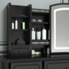 XVURO Vanity Desk with 3-Color Adjustable Touch Light,Wooden Mass Storage Makeup Vanity Mirror with 6 Drawers for Women Girls Black