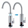 Pudin,220V Electric Instant Heater,Supply Hot and Cold Water,Stainless Hot Water Tap with LED Digital Display for Home Facilities(British Plug)