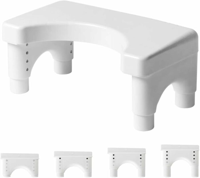 Toilet Stool,Poop Stool Adult for Bathroom Toilet Stool Squat Adult (White, Plastic Feet)