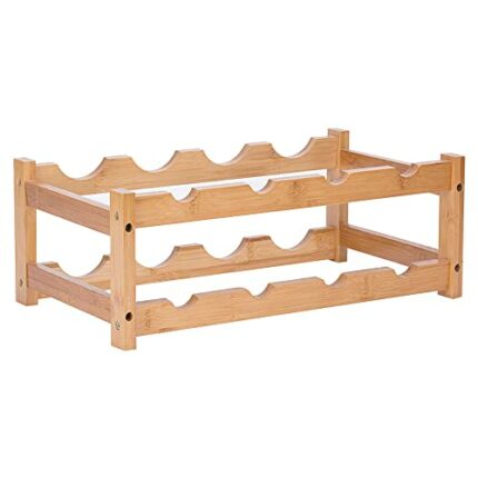 SHILIPAIJC 2-Tier Wine Rack 8 Bottle Rack Wine Holder, Free Standing Wine Storage Holder, Natural Solid Wooden Wine Bottle Organizer for Home Kit