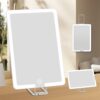 Travel Makeup Mirror with Lights, Rechargeable Vanity Mirror with 360°Stan, 1500mAh Battery LED Lighted Cosmetic Mirror 3-Color Light Modes Dimmi
