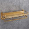 XHALERY Towel Rack Bathroom Towel Rail Wall-Mounted,Advanced Modern Fashion,Durable Double-Layer Space Aluminum Rack(Color:Gold)