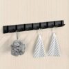 DMYMAT Black Wall Coat Rack with 6 Hooks, Waterproof Heavy Duty Coat Wall Hooks, Space Aluminum Material, Folding Hideaway Towel Hanger Hooks Wal