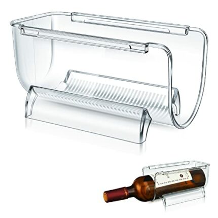 Marsui Fridge Wine Rack Wine Holder Plastic Water Bottle Organiser for Cupboard Stackable Single Clear Bottle Storage Rack for Kitchen Pantry Dri