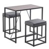DINGZZ 3 Piece Dining Table Set, Dining Set for 2, Table and 2 PU Stools, Walnut Color & Gray Dining table and Chairs