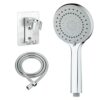 Shower Head and Hose 1.5M, High Pressure Shower Head with 5 Spray Modes, Turbocharged Design Powerful Shower Head for Low Water Pressure (Steel)
