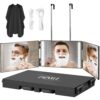 with LED Lights 3 Way Mirror for Self Hair Cutting,360 Haircuts Mirror Men for Barber Use Tools,to See Back of Head,Tri Fold Mirror with Portable