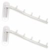 2 Set of NUZAMAS Wall Mounted 304 Stainless Steel Swing Arm Holders, Clothes Coat Hanger, 5 Hooks Coat Rack Closet, Storage Organizer Mirror Fini