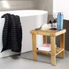 Yoassi Step Stool, Heavy Duty Bamboo Multi Purpose Anti-slip Step Stool&Seat With a Storage Shelf for Kids or Adults, 100% Natural Bamboo(M)