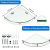 hagvot Bathroom Glass Corner Shelf, 2 Pack 24x24cm Wall Mounted Glass Shower Shelves, Sturdy Triangle Tempered Glass with SUS 304 Rustproof Menta
