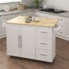 UXZDX Kitchen Island Cart On Wheels,Rolling Kitchen Cart With Solid Wood Countertop And Spice Rack, Rolling Kitchen