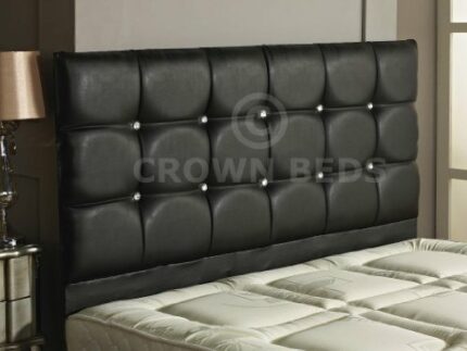 CROWNBEDSUK REGAL FAUX LEATHER HEADBOARD IN 2ft6,3ft,4ft,4ft6,5ft,6ft, 26'' HIGH BLACK, 6FT (SUPER KINGSIZE)