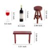 1:12 Mini Wooden House Furniture Miniature Pub Mini Bar Counter Table Chair Miniature Red Wine Glass for Mini House Decor