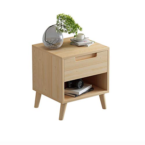 LUKEO Nordic Minimalist Bedside Table, Minimalist Bedroom Solid Wood Storage Cabinet