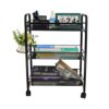FGHOEV Kitchen Bathroom Bathroom Shelving Trolley With Wheel Three-layer Storage Rack With Hook Trolley (Color : Argento, Size : Light Grey)