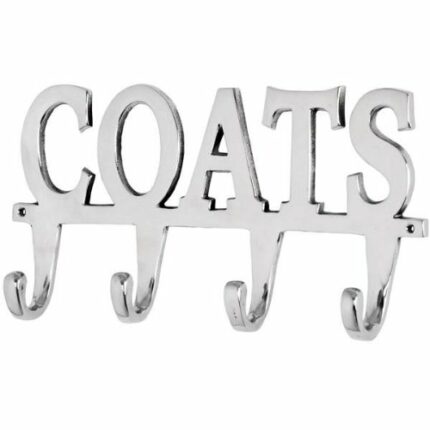 COAT Holder Rack 4 Hooks " COATS " Metal Hook Hanger Chrome colour