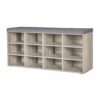 DINZI LVJ Shoe Bench, 9 Cubbies Shoe Organizer for Entryway, Storage Bench with Cushion, Cubby Shoe Rack with Adjustable Shelves for Living Room,