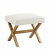Amazon Brand - Rivet Mid-Century Modern X Stool Ottoman Chair, 50.8 cm W, Ivory