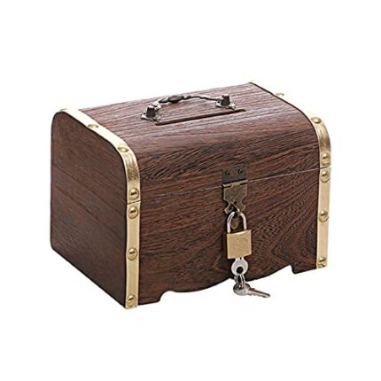 QOTSTEOS Treasure Chest, Wooden Chest, Economy Chest, Box with Lock, Wooden Treasure Chest, Retro Wooden Treasure Chest, Storage Box, Wooden Stor