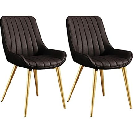 Kitchen Dining Room Furniture Chairs Modern Kitchen Dining Chairs Set Of 2 Living Room Side Chairs with Soft PU Leather Cover Cushion Seat and Me