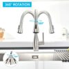 CREA Kitchen Tap with Pull Out Spray, Kitchen Mixer Tap with 3 Function, 360° Swivel Mixer Tap for Kitchen Sink, Single Handle Kitchen Sink Mixer