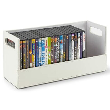Stock Your Home DVD Storage Box, Movie Shelf Organizer for Blu-Ray, Video Game Cases, CDs, VHS Tape Display Stand, Disc Holder Can Store Up to 28