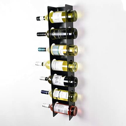 Steel Wall Mounted Cabinet Narrow Wine Rack - Durable, Tall Vertical 7 Bottle Holder Storage - Small Wine Rack for Bar, Home, Wine Cellar, Kitche