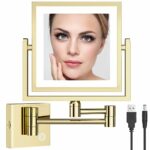 RECKODOR Rechargable Lighted Makeup Mirror Wall Mounted