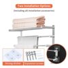 BIGLUFU Towel Rail Wall Mounted, 3-Tier Towel Holder with Hooks, Bath Self Adhesive Towel Rack Stainless Steel Towel Shelf Bar for Bathroom Kitch