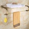 HIGOH Towel Racks,Bathroom Towel Rack Wall Mounted Towel Holder,Antique Bronze Brass Carved Bathroom Accessories,Bathroom Solid Brass Bath Hardwa