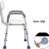 CHEWO Bath Stools,Shower Stool Bathroom Seat Bath Seat Height Adjustable with Armrests Lightweight Aluminum with Backrest Folder for Elderly Woma