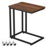 VASAGLE End Table, C Shaped TV Tray with Metal Frame Rolling Casters, Industrial Side Table for Living Room Bedroom, 19.7 x 13.8 x 23.6 Inches, R