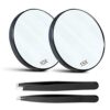 MIVAIUN 4 Pieces Detail Magnifying Mirror and Tweezers Kit Makeup Mirror Suction Cup Mirror Travel Mirror 15X 10X for Makeup Eyebrow Tweezing Mak