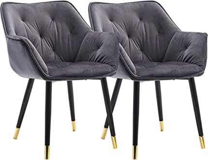 Kitchen Dining Room Furniture Chairs Set Of 2 Velvet Dining Chair Modern Lounge Side Chair Kitchen Living Room Bedroom Armchair (Color : Grey, Si