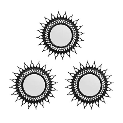 OIGUMR 3 Pack Black Mirror for Wall Small Mirrors Decorative Mirrors Round Mirrors Wall Decor 9.9x9.9 inch （01 Black）