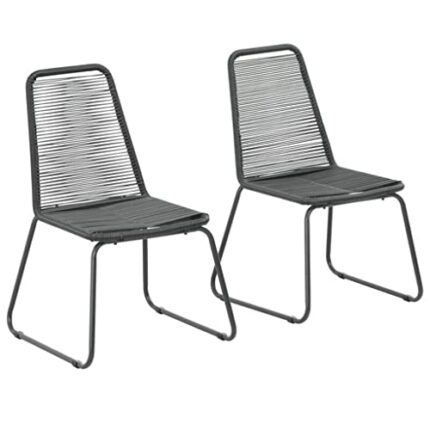 WODMB Outdoor Chairs 2 pcs Woven Resin Black Garden Chair Minimalist Modern Outdoor Furniture (Color : A, Size : One size)
