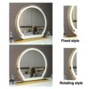 Led Semicircular wall mirror,bathroom mirror with lights, Touch Switch,5mm HD silver mirror,3 Colors Dimmable Brightness, Energy -saving,Can rota