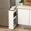 SONGMICS Rolling Trolley Narrow Storage with 3 Shelves for Kitchen Bathroom Cellar 17 cm Wide KFR09WT