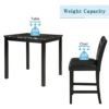 WALNUT 5 Piece Kitchen Dining Table Set Marble Top Height Dining Table Set With 4 Leather Upholstered Chairs