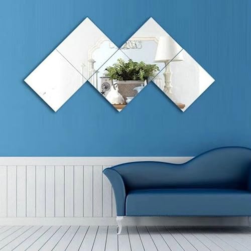 Full Body Wall Mirrors, 11.81x11.81 Inch 4pcs Acrylic Plexiglass Mirror Wall Mounted Full Length Frameless Mirror Makeup Large Long Mirror for Wa