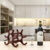 Wine Rack Soarkey Wooden Wine Holder Stand, 6 Bottles Free Standing Wine Storage Racks,Wine Bottle Storage Organizer for Kitchen, Bars, Pantry, W