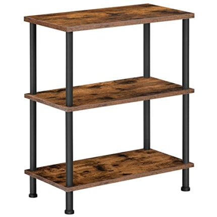 HOOBRO Narrow Side Table, Industrial Bedside Table, Slim Bed Side Table, Stackable Side Table for Small Spaces, Small Nightstand, Living Room, Be