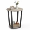 VASAGLE Side Table, Industrial Coffee Table, Round Sofa Table With Steel Frame, for Living Room, Bedroom, Stable and Simple Construction, Rustic